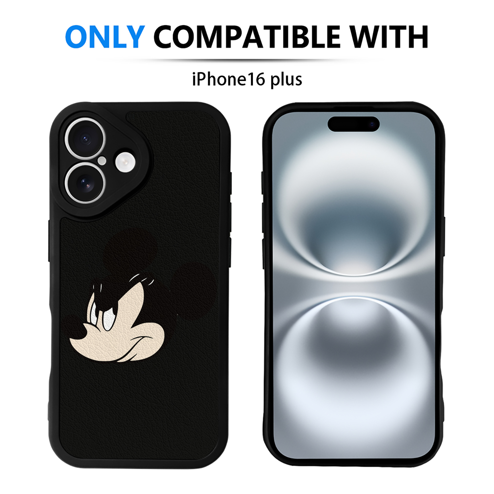 （画像用） ミッキーマウス Mickey Mouse 【iPhone 16シリーズ対応】シリコンスマホケース（レザー調） 材質：シリコン